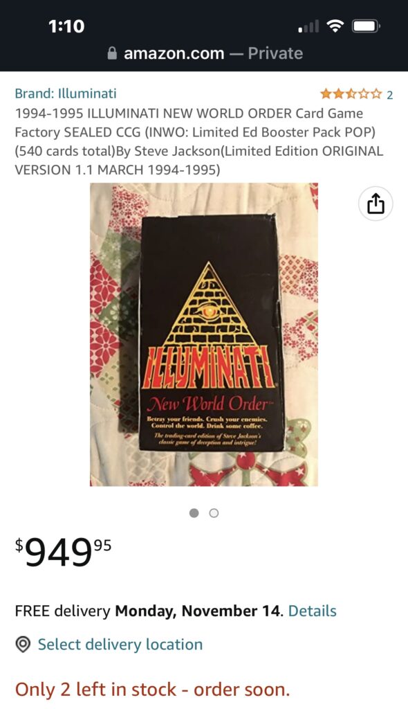 Illuminati cards on Amazon